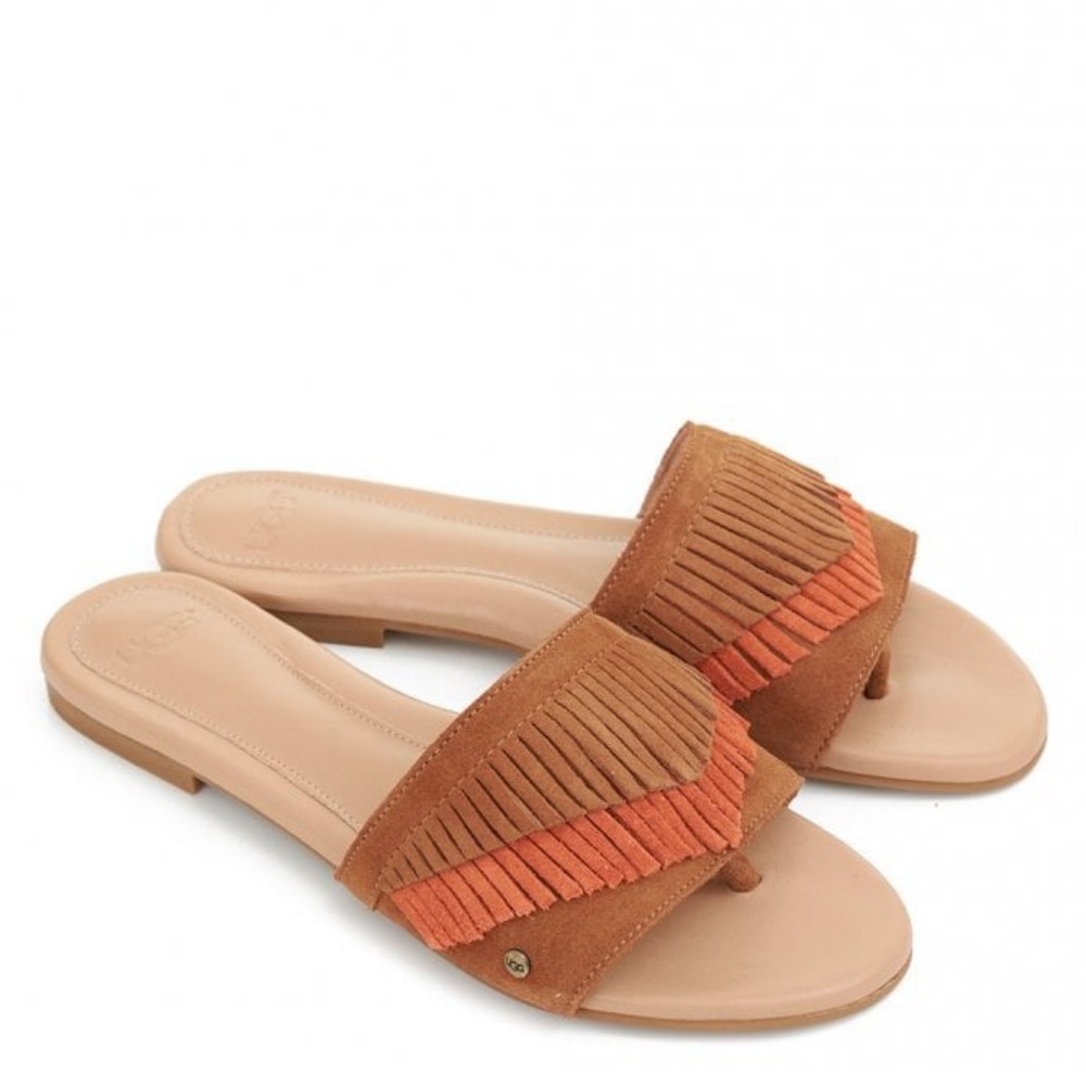 UGG | Binx Fringed Slip On Sandals Suede Sz 7